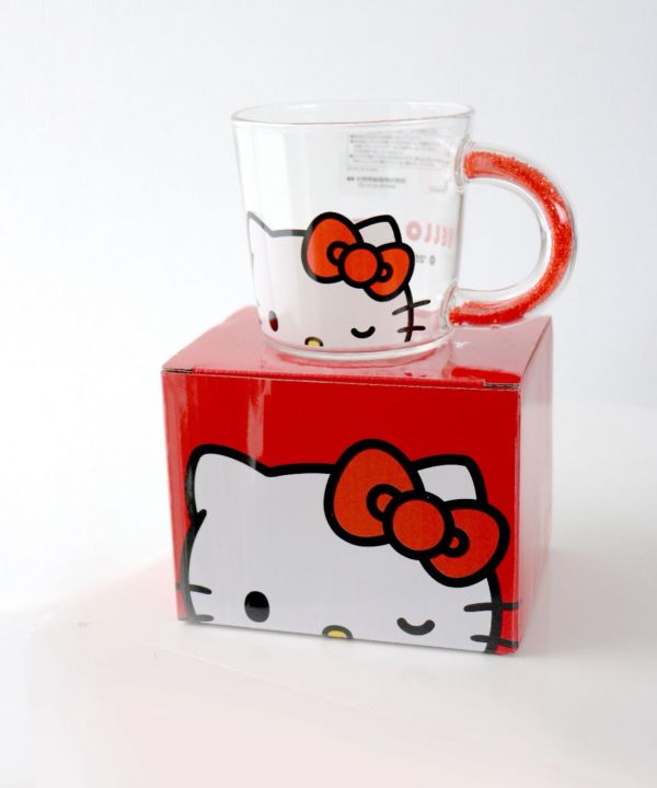 大西賢 kitty 串珠手把 耐熱玻璃馬克杯 