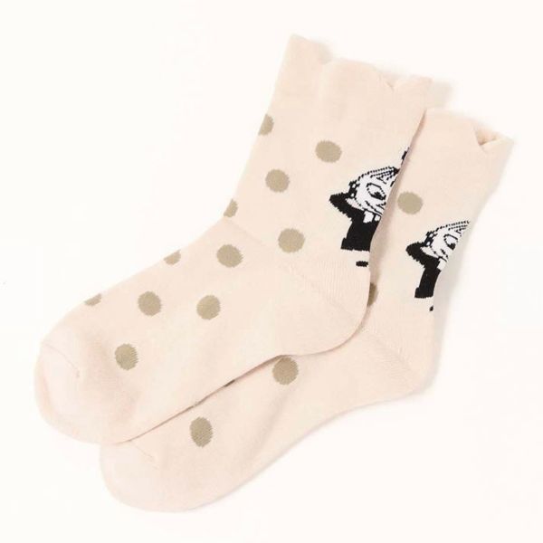 MOOMIN 小不點滿版圓點荷葉邊棉襪 