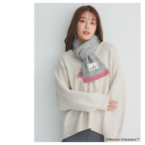 Moomin × macocca 拼色羅紋圍巾 