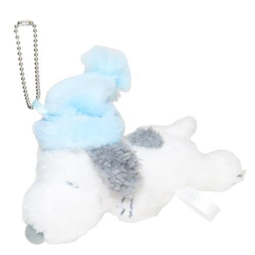 史努比睡帽灰耳趴著毛絨玩偶/吊飾 