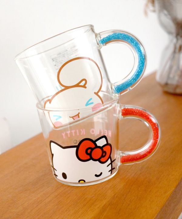 大西賢 kitty 串珠手把 耐熱玻璃馬克杯 