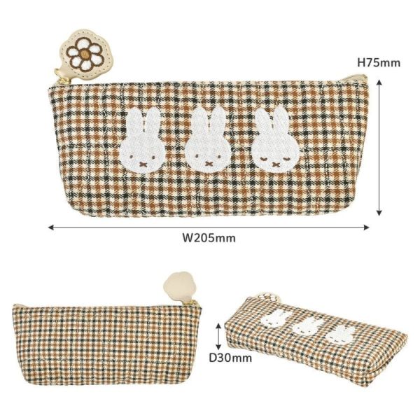 MIFFY 格紋刺繡系列 絎縫質感筆袋 