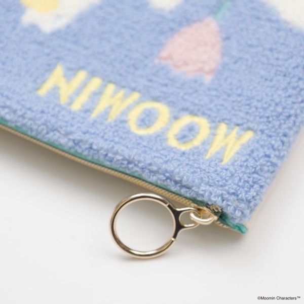 fab 嚕嚕米/溜溜單面刺繡毛絨扁平收納包 