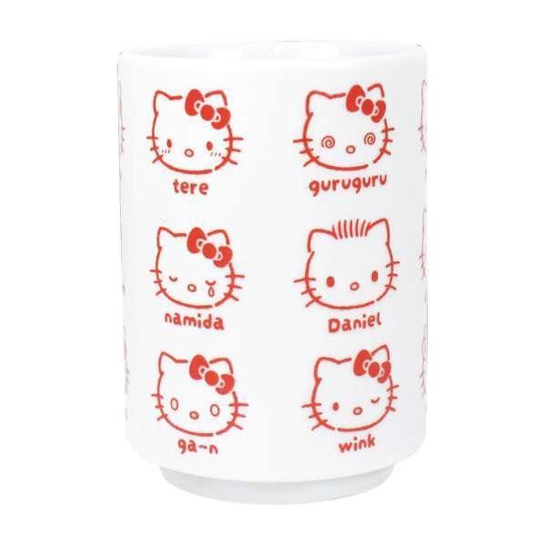sanrio kitty滿版大臉表情紅圖騰陶瓷茶杯 