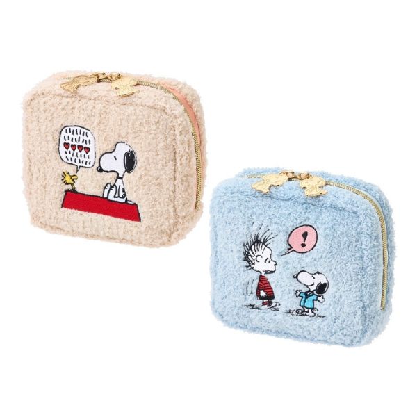 PEANUTS 毛絨方形刺繡收納包 