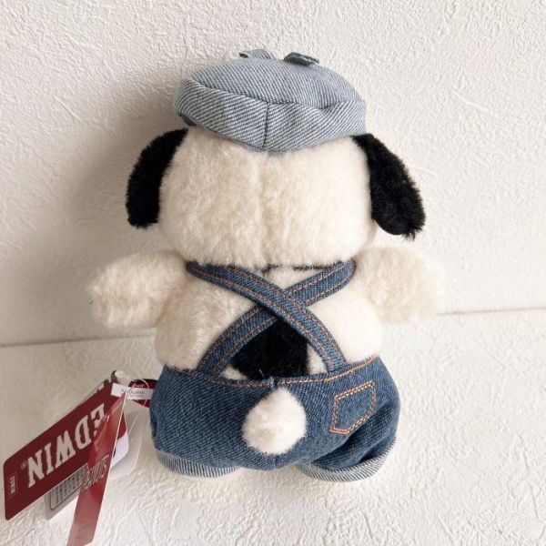 EDWIN X PEANUTS 丹寧吊帶褲史努比/歐拉夫玩偶 