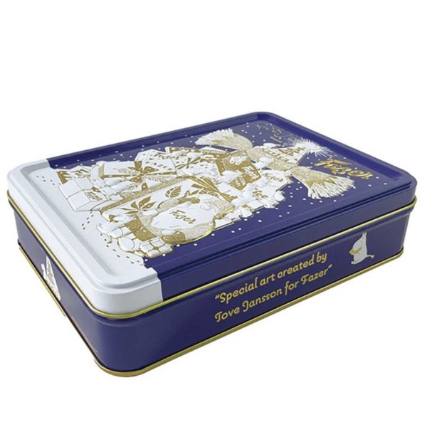 Fazer 嚕嚕米 綜合巧克力聖誕浮雕鐵盒(藍) 