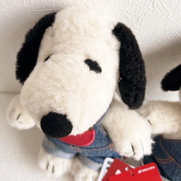 EDWIN X PEANUTS 丹寧吊帶褲史努比/歐拉夫玩偶 