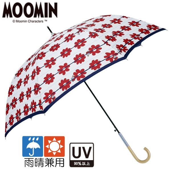 Line Drops Moomin 滿版小不點紅花晴雨兼用長傘 