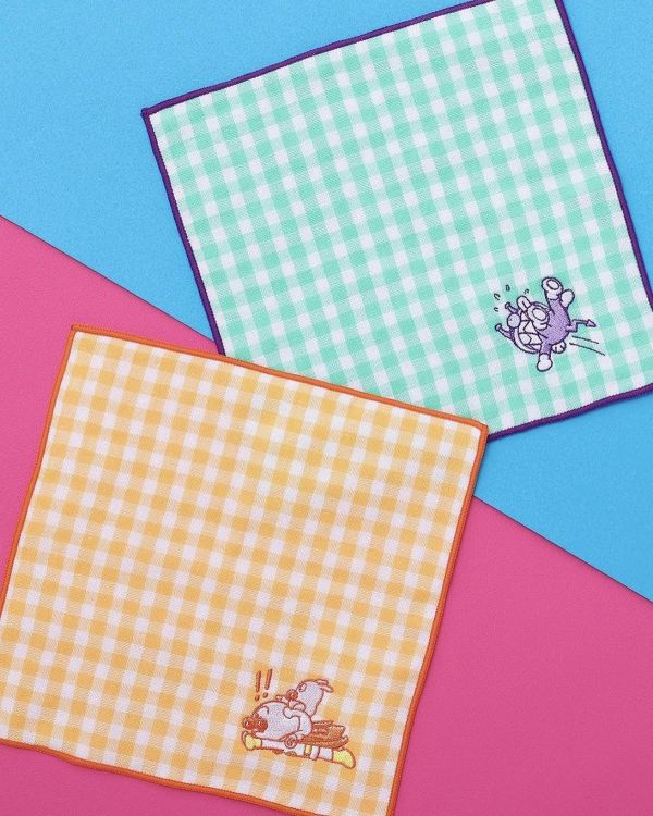 麵包超人博物館限定 角色刺繡格紋小手帕 