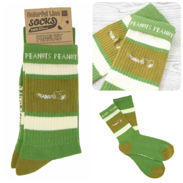 PEANUTS 美式復古彩色條紋長襪 