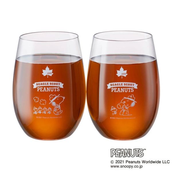 Logos 史努比75週年露營軟式透明水杯兩入組 