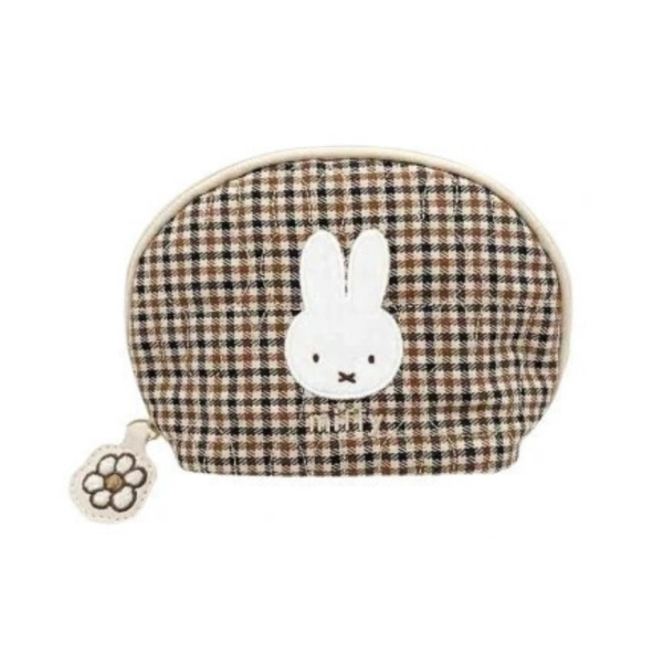 mc. 米菲絎縫格紋刺繡半圓收納包 