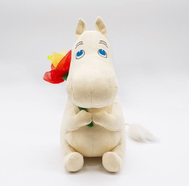 朵貝與姆明展 藍眼睛拿花坐著玩偶 