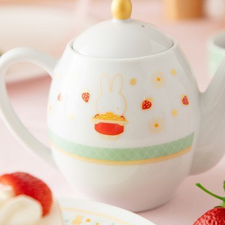 Flower miffy 米菲草莓派對燙金陶瓷茶壺 