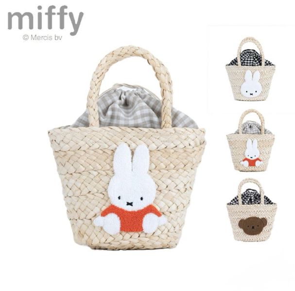 Heming's 米菲&Boris刺繡草編手提包 