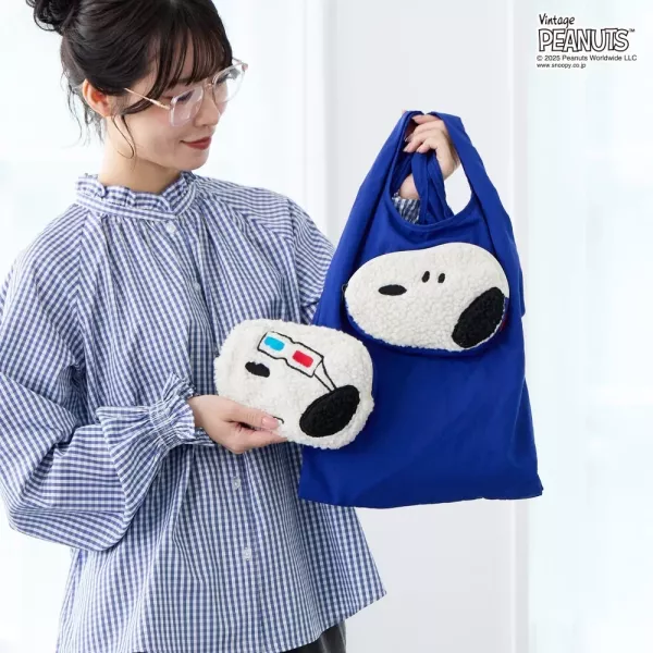 Rootote 史努比毛絨收納購物袋附背帶 