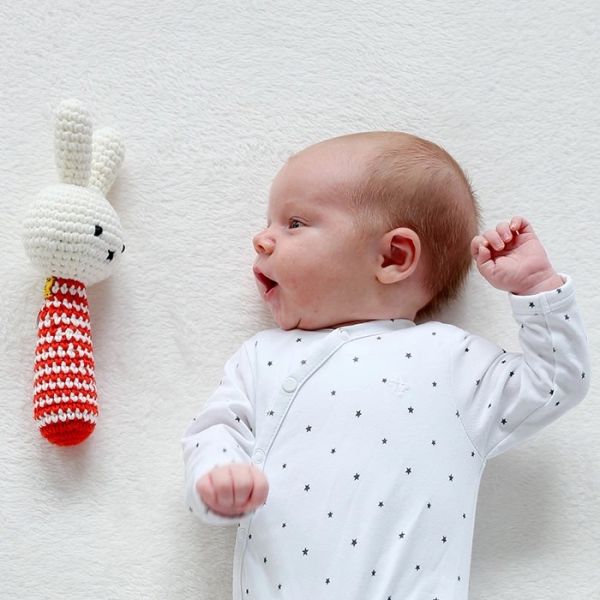 JUST DUTCH 米菲手工編織嬰兒手搖鈴 (紅) 