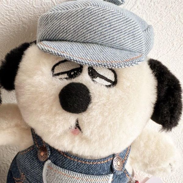 EDWIN X PEANUTS 丹寧吊帶褲史努比/歐拉夫玩偶 