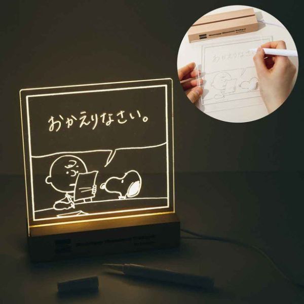 Museum 史努比&查理布朗LED燈木座透明留言板 