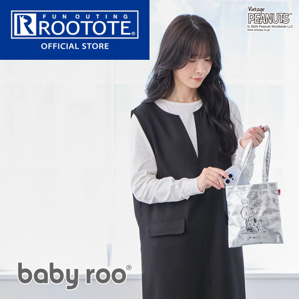 Rootote 史努比刺繡金屬感小手提袋 