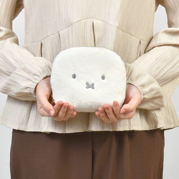 米菲表情刺繡毛絨半圓收納包 