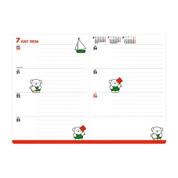 square 2026米菲動物B6日誌本(藍底)貼紙厚 