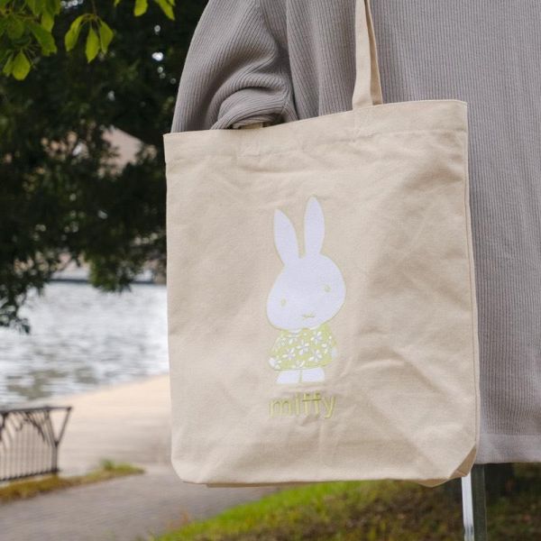 miffy 淡雅花朵刺繡帆布托特包 