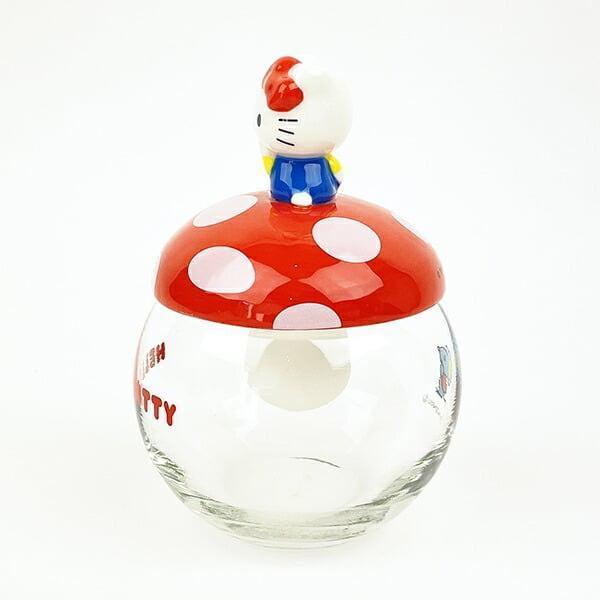 Hello Kitty 蘑菇玻璃收納罐 