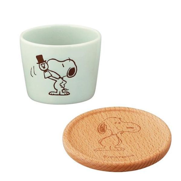 yamaka 史努比雕刻木蓋陶瓷圓杯 