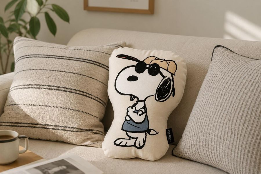 PEANUTS Cafe 10周年限定 JOE COOL造型迷你靠枕 