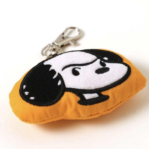 Peanuts cafe 史努比52年大頭抱枕鑰匙圈(橘) 