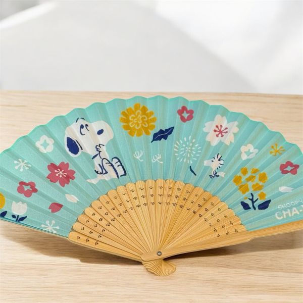 Snoopy茶屋 花朵煙火竹扇 