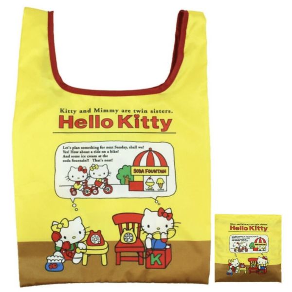 Sanrio kitty 緞面可收納環保購物袋 