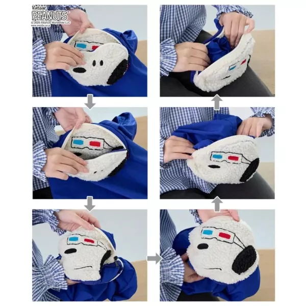 Rootote 史努比毛絨收納購物袋附背帶 