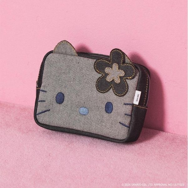 SOMETHING × Hello Kitty 聯名牛仔化妝包 