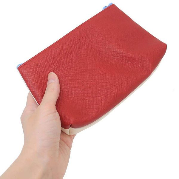 Vintage 查理奈勒斯狗屋雙色收納包(紅米白) 