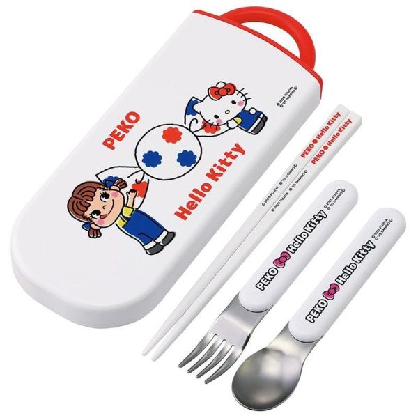 skater kitty x peko糖果抗菌兒童水壺480ml/環保餐具組 