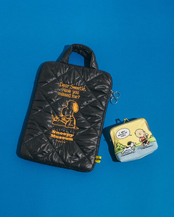 Museum復古史努比和查理散步刺繡珠扣口金包(黃) 