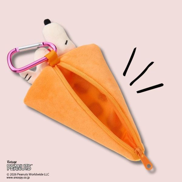 nakajima 史努比躺披薩/蝴蝶餅乾毛絨登山扣收納包 