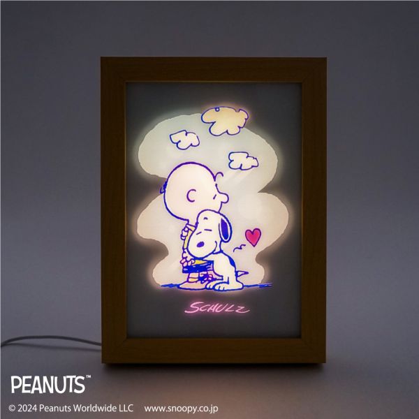 Peanuts 史努比75週年  擁抱查理可調色相框LED夜燈 