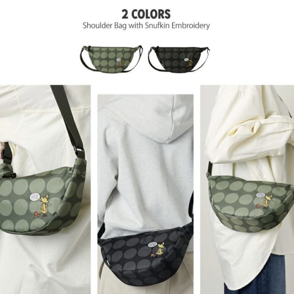 Moomin T2O 阿金滿版圓點刺繡肩包 