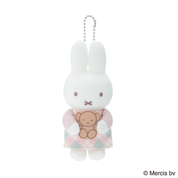 MIFFY CHECK｜菱格紋抱熊絨毛吊飾 