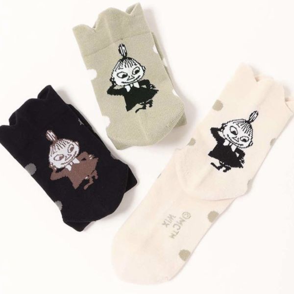 MOOMIN 小不點滿版圓點荷葉邊棉襪 