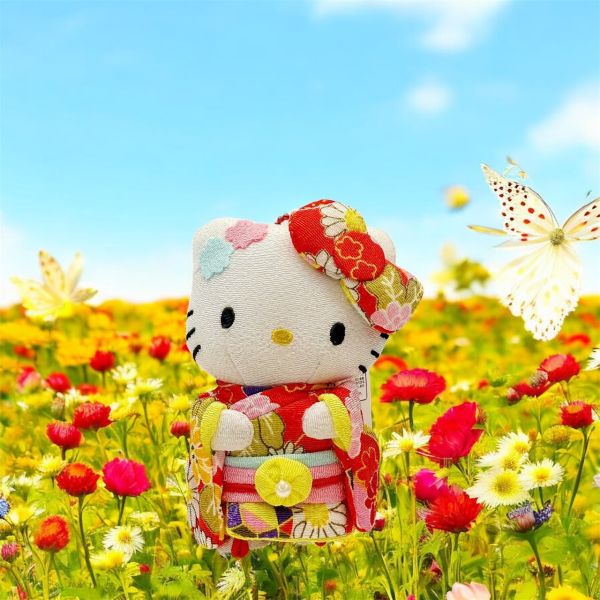 Sanrio Kitty縐布和服珠鏈玩偶吊飾 