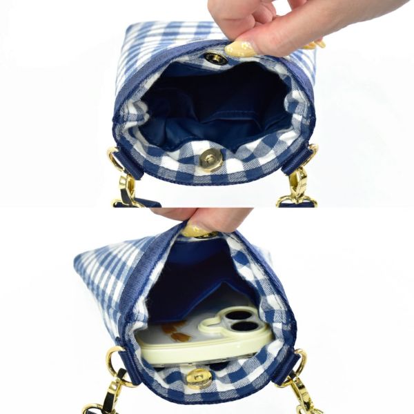 SNOOPY 歐拉夫格紋斜背小包/手機包 