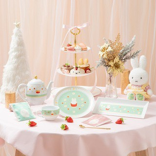 Flower miffy 米菲草莓派對燙金陶瓷圓盤 