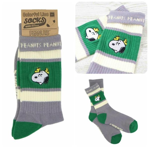 PEANUTS 美式復古彩色條紋長襪 