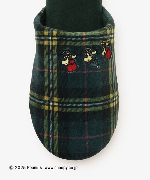 AT 刺繡史努比/歐拉夫穿格紋厚外套室內拖 