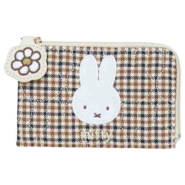 MIFFY 格紋系列 刺繡L型卡片收納夾 